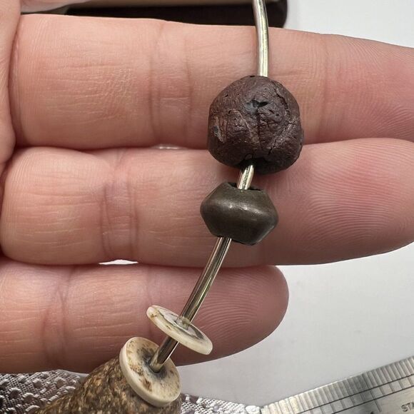 1980's Handmade Pottery, Celluloid, Murano Choker Statement Necklace Silver - Picture 6 of 11